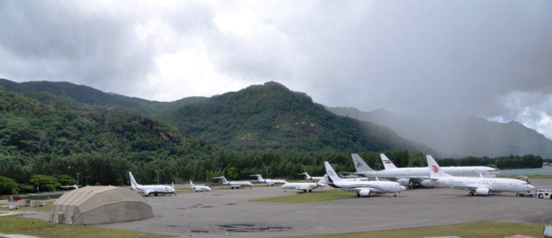 The northern parking area filled with private jets